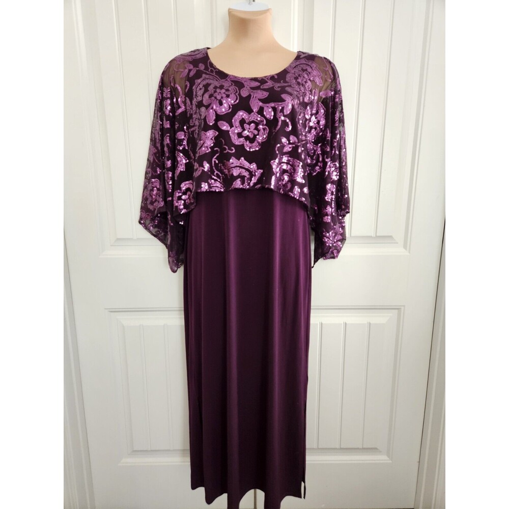 Glamour Nights Purple Sequined Evening Dress Size 10 Made In Egypt Wedding